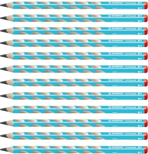 STABILO EASYgraph Bleistift HB graphit, blau, Rechtshänder, 12er-Pack