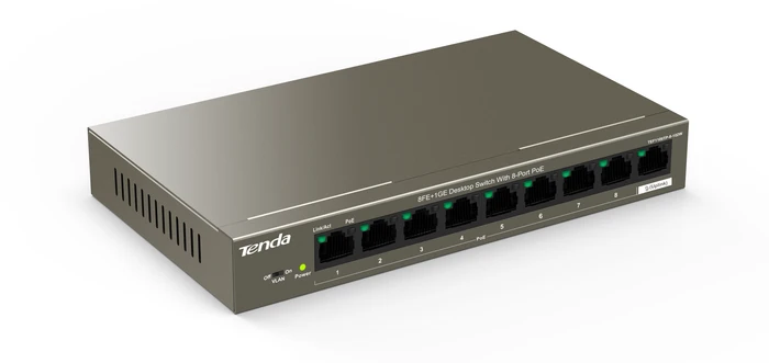 Tenda TEF1100 Desktop Switch, 9x RJ-45, 92W PoE+