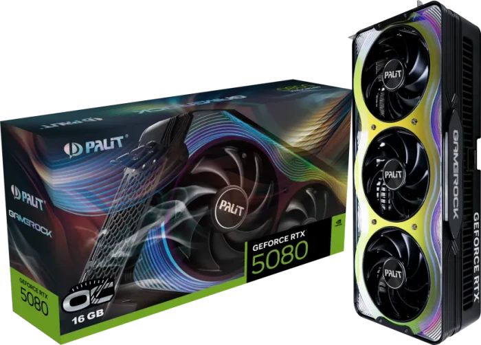 Palit GeForce RTX 5080 GameRock OC, 16GB GDDR7, HDMI, 3x DP