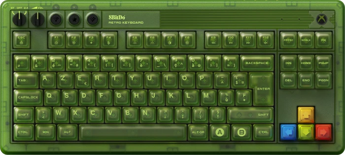 8BitDo Retro 87 Mechanical Keyboard, Xbox Edition, grün, Kailh Box Jellyfish X, USB/Bluetooth, FR