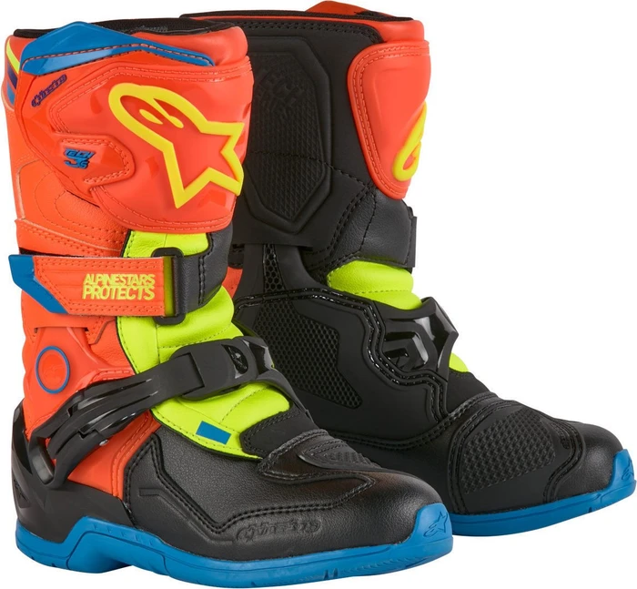 Alpinestars Kids Tech 3S Motorradstiefel orange/blau/gelb/schwarz