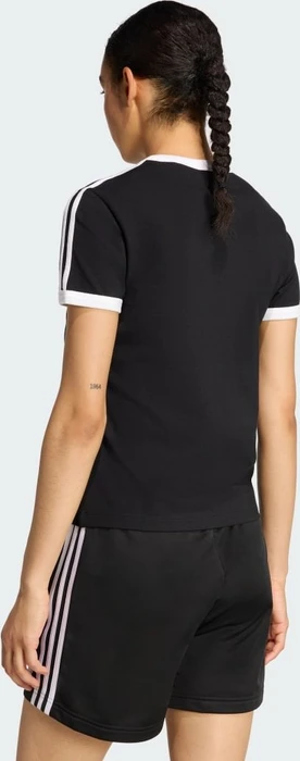 adidas 3-Streifen Slim T-Shirt kurzarm schwarz/weiß (Damen)