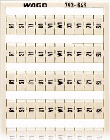 Wago WMB-Beschriftungskarte als Karte bedruckt R1, S1, T1, U1, V1, W1, X1, Y1, Z1,SL (10x) nicht dehnbar Aufdruck senkrecht aufrastbar weiß