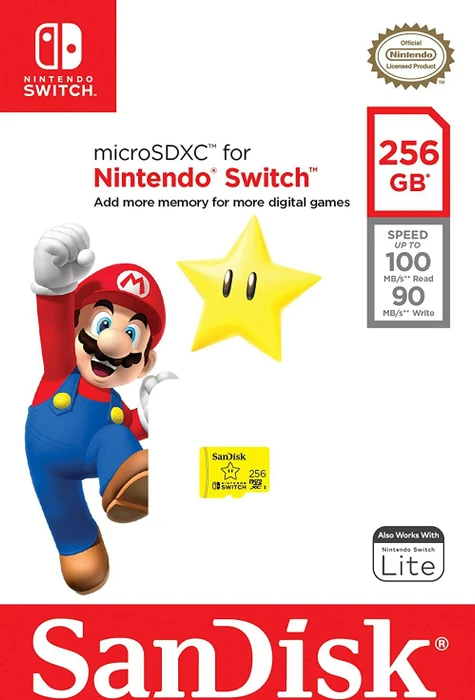 SanDisk Nintendo Switch R100/W90 256GB, UHS-I U3, Class 10