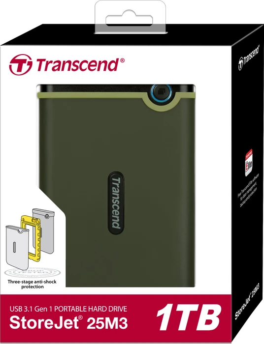 Transcend StoreJet 25M3 Slim, grün, Military Green, 1TB, USB 3.0 Micro-B