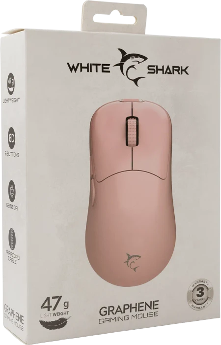 White Shark Graphene Gaming Mouse, rosa, USB