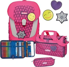 Scout Sunny II DIN Neon Safety Pink Glow Schultaschen-Set, 4-tlg.