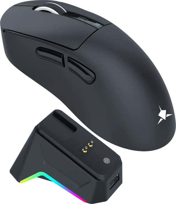 White Shark Gawain Wireless Gaming Mouse mit Ladestation, schwarz, USB/Bluetooth