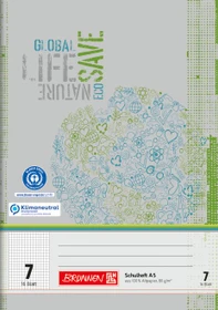 Brunnen Recycling Schulheft, A5, Lineatur 7, grau/grün, 16 Blatt