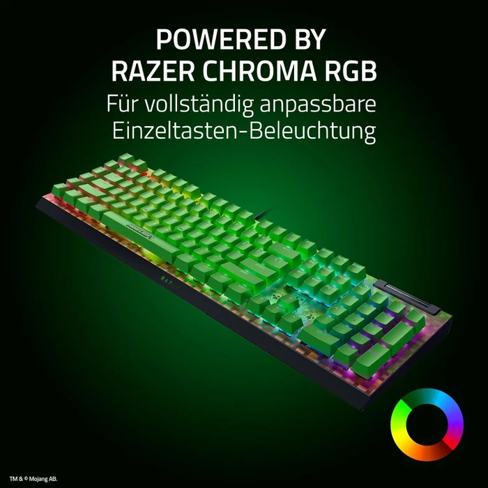 Razer BlackWidow V4 X, Minecraft Edition, Razer GREEN Clicky Gen-3, USB, US