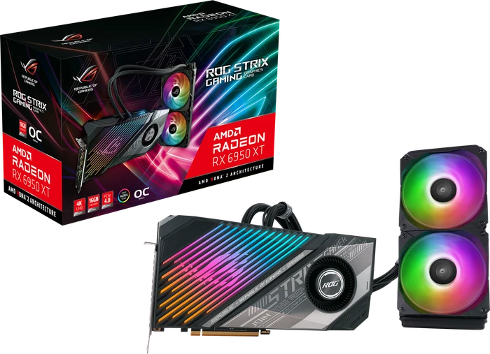 ASUS ROG Strix LC Radeon RX 6950 XT OC, ROG-STRIX-LC-RX6950XT-O16G-GAMING, 16GB GDDR6, HDMI, USB-C, 2x DP