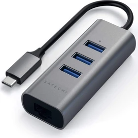 Satechi 2-in-1 USB-Hub, Space Gray, RJ-45, USB-C 3.0 [Stecker] (ST-TC2N1USB31AM)