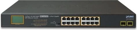 Planet GSW Rackmount Gigabit Switch, 16x RJ-45, 2x SFP, 300W PoE+