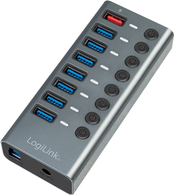 LogiLink USB-Hub mit Ladeanschluss, 7x USB-A 3.0, USB-B 3.0 [Buchse]