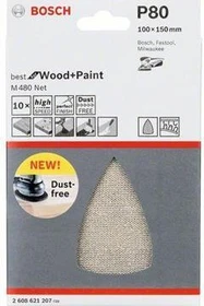 Bosch Professional M480 Best for Wood and Paint Gewebeschleifblatt K80, 100x150mm, 10 Stück