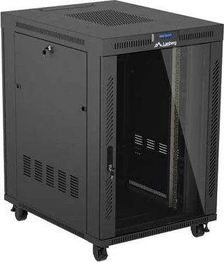 Lanberg 19" Rackschrank 22HE, LCD, freistehend, Flat Pack, V2, Glastür, IP20, RAL 9004, 1000mm tief