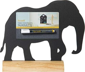 Securit Silhouette Wood Elefant, Kreidetafel mit Holzfuß, schwarz, 29.5x24.2cm
