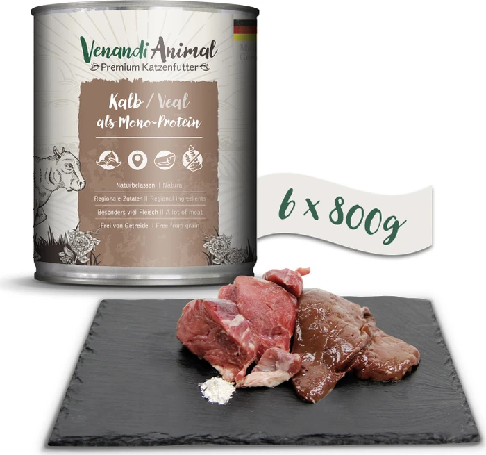 Venandi Animal Kalb als Monoprotein, 4.80kg (6x 800g)