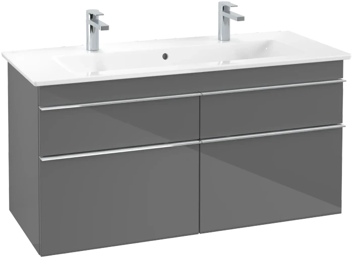 Villeroy & Boch Venticello Waschbeckenunterschrank für Becken mittig 4 Auszüge 1153x590x477mm glossy grey/chrome