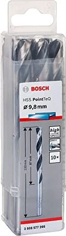 Bosch Professional HSS PointTeQ Spiralbohrer, 9.8x87x133mm, 10 Stück