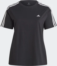 adidas Essentials Slim 3-Streifen große Größen T-Shirt kurzarm schwarz/weiß (Damen)