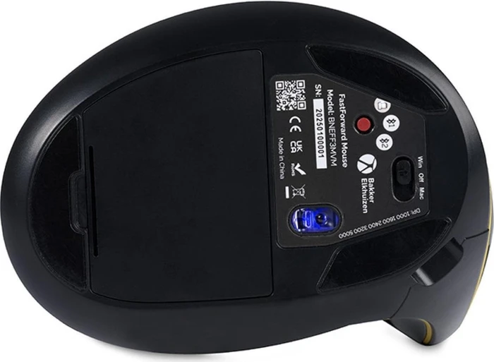 BakkerElkhuizen FastForward 3-Mode Vertical Mouse, dunkegrau, USB/Bluetooth
