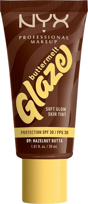 NYX Buttermelt Glaze Soft Glow Skin Tint 09 hazelnut butta LSF30, 30ml