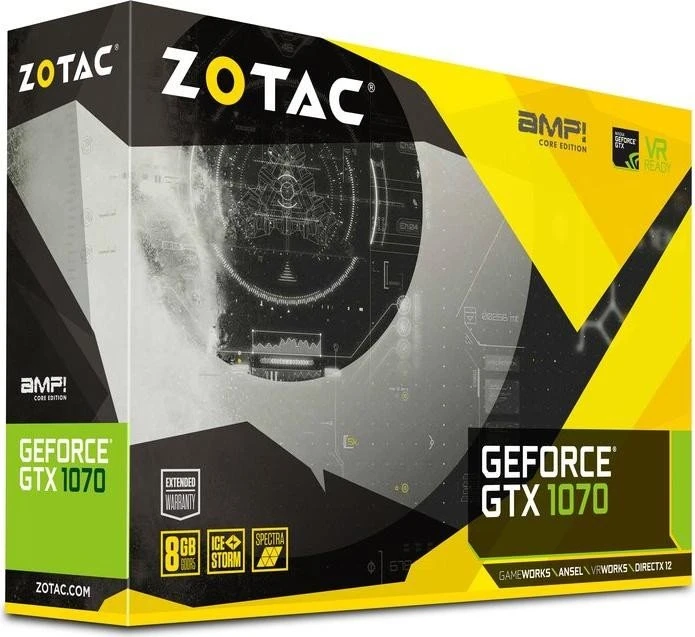 Zotac GeForce GTX 1070 AMP Core Edition, 8GB GDDR5, DVI, HDMI, 3x DP