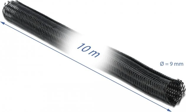 DeLOCK Geflechtschlauch selbstschließend, 9mm, 10m, schwarz