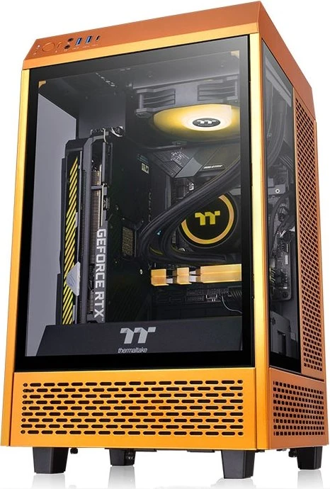 Thermaltake The Tower 100 Metallic Gold, orange, Glasfenster, Mini-ITX