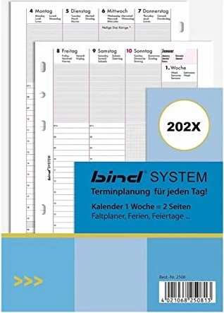 bind Kalender Ersatzeinlage 1 Woche/2 Seiten 2024, A5