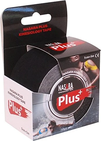 Nasara Kinesiology Tape Rolle 5cm x 5m schwarz