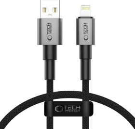 Tech-Protect Adapterkabel, Ultraboost Series, USB-A [Stecker] auf Lightning [Stecker], 12W, schwarz, 0.25m
