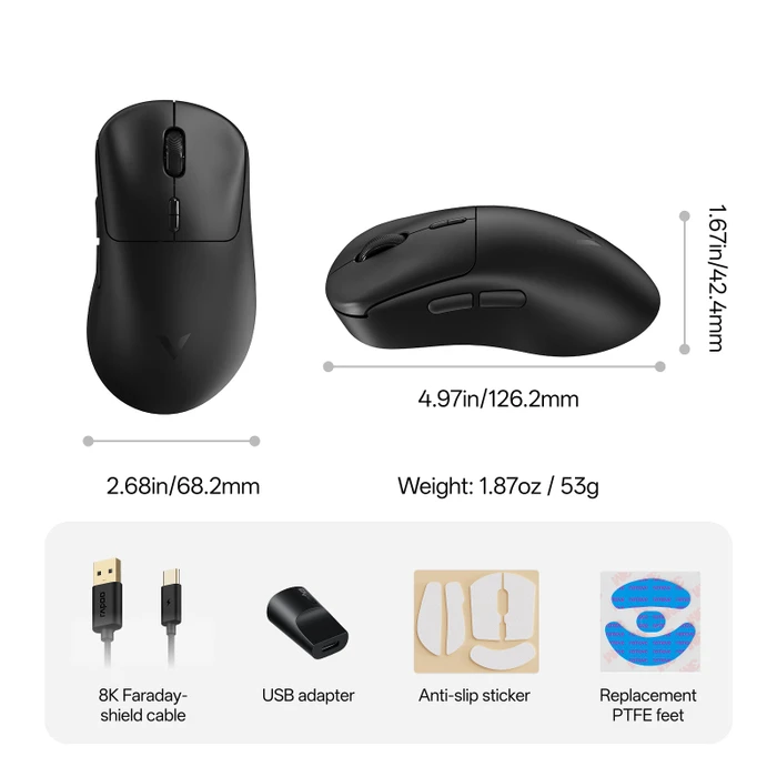 Rapoo VT3 Max Gen-2 8K Wireless Gaming Mouse schwarz, USB