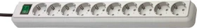 Brennenstuhl Eco-Line mit Schalter, 10-fach, 3m, grau
