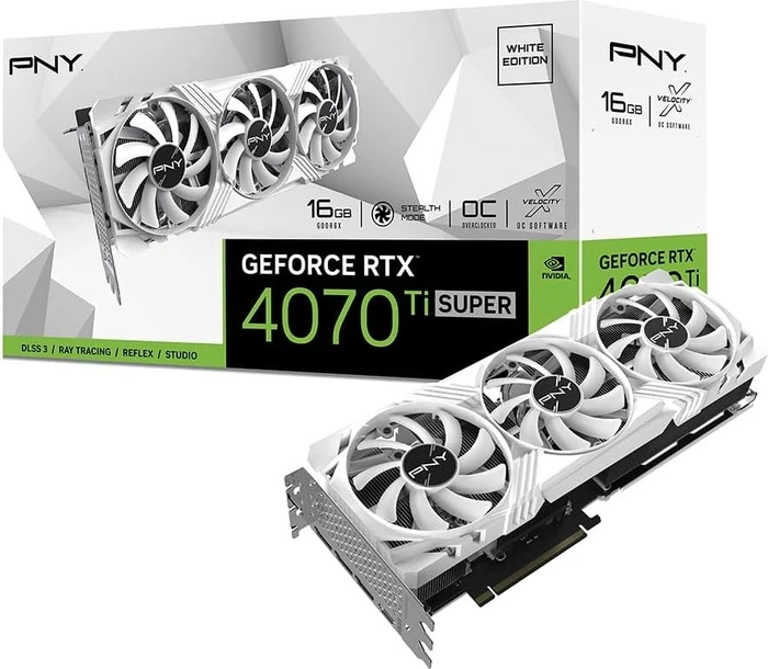 PNY GeForce RTX 4070 Ti SUPER 16GB VERTO Triple Fan OC WHITE, 16GB GDDR6X, HDMI, 3x DP