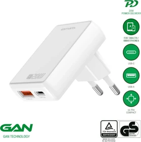 4smarts Netzladegerät FlatPlug Duos 20W GaN 1C+1A weiß