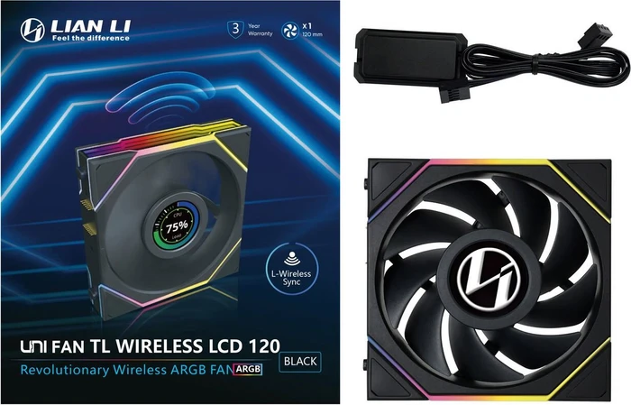 Lian Li Uni Fan TL LCD Wireless 120 RGB, schwarz, LED-Steuerung, 120mm