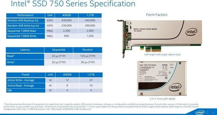 Intel SSD 750 400GB, 2.5" / U.2 / PCIe 3.0 x4
