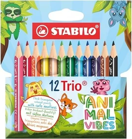STABILO Trio thick and short Animal Vibes Buntstift sortiert, Kartonbox, 12er-Set