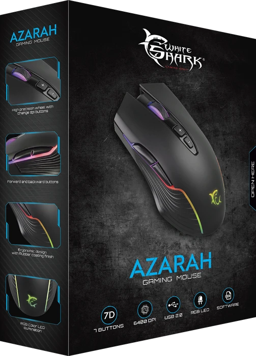 White Shark Azarah Gaming Mouse schwarz, USB
