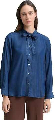 Tom Tailor Schleifen-Detail Hemd langarm blue denim dark wash (Damen)