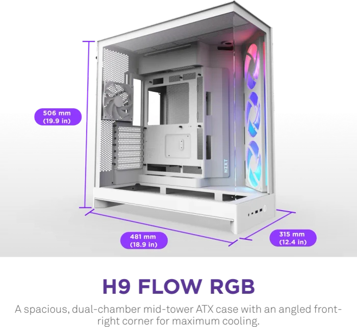 NZXT H9 Flow RGB [2025] White, weiß, Glasfenster