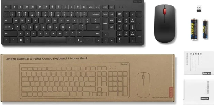 Lenovo Essential Wireless Combo Gen2 AI mit Copilot-Taste, schwarz, USB, DE