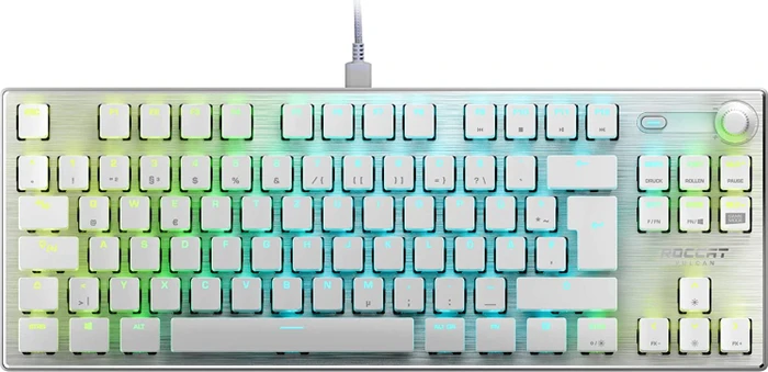 Roccat Vulcan TKL Pro, LEDs RGB, Arctic White, weiß/silber, Titan Optical Linear, USB, UK