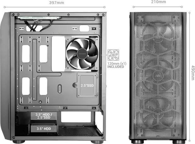 Mars Gaming MC-PRO2, Glasfenster