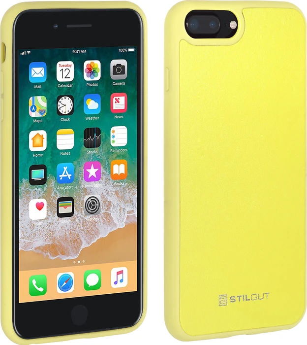 Stilgut Case mit Lederrückseite für Apple iPhone 8 Plus/7 Plus gelb