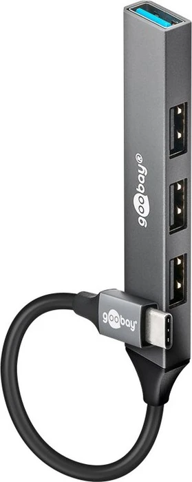 Wentronic goobay Slim 4-Port USB-Hub, 1x USB-A 3.0/3x USB-A 2.0, USB-C 3.0 [Stecker]