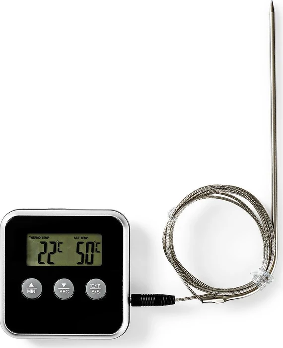 Nedis Fleisch-Thermometer schwarz digital