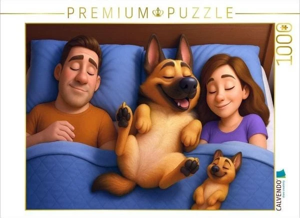 Calvendo Familienfrieden - Schäferhund schläft im Bett